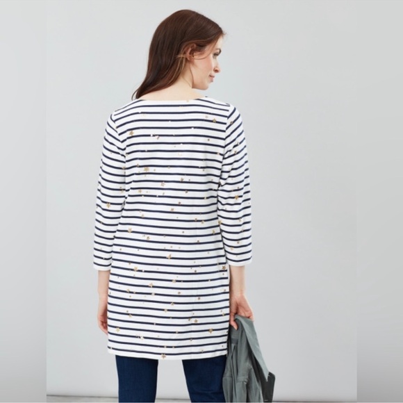 Joules Quinn Tunic Rose Gold Star Stripe Size 4 - Picture 2 of 7